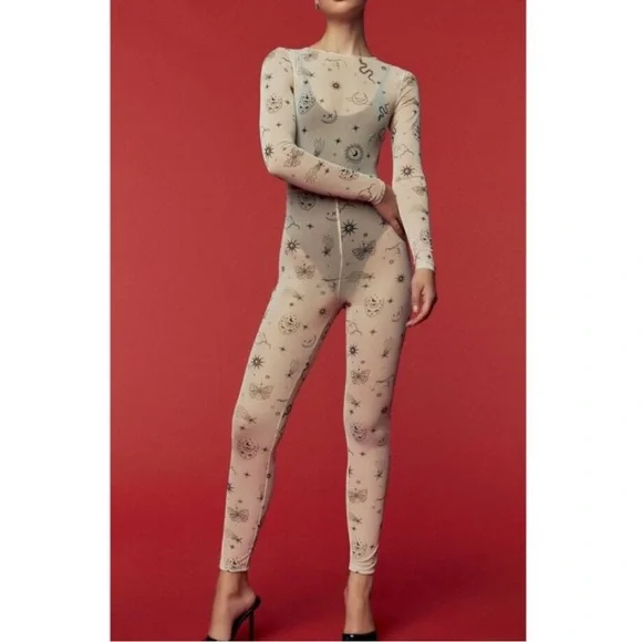 NWT Frederick’s of Hollywood x Forever 21 Sheer Celestial Bodysuit | Large - Picture 1 of 9